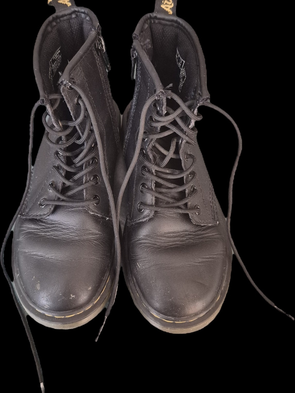 Children's Dr. Martens Black Leather Lace Up Boots With Zipper